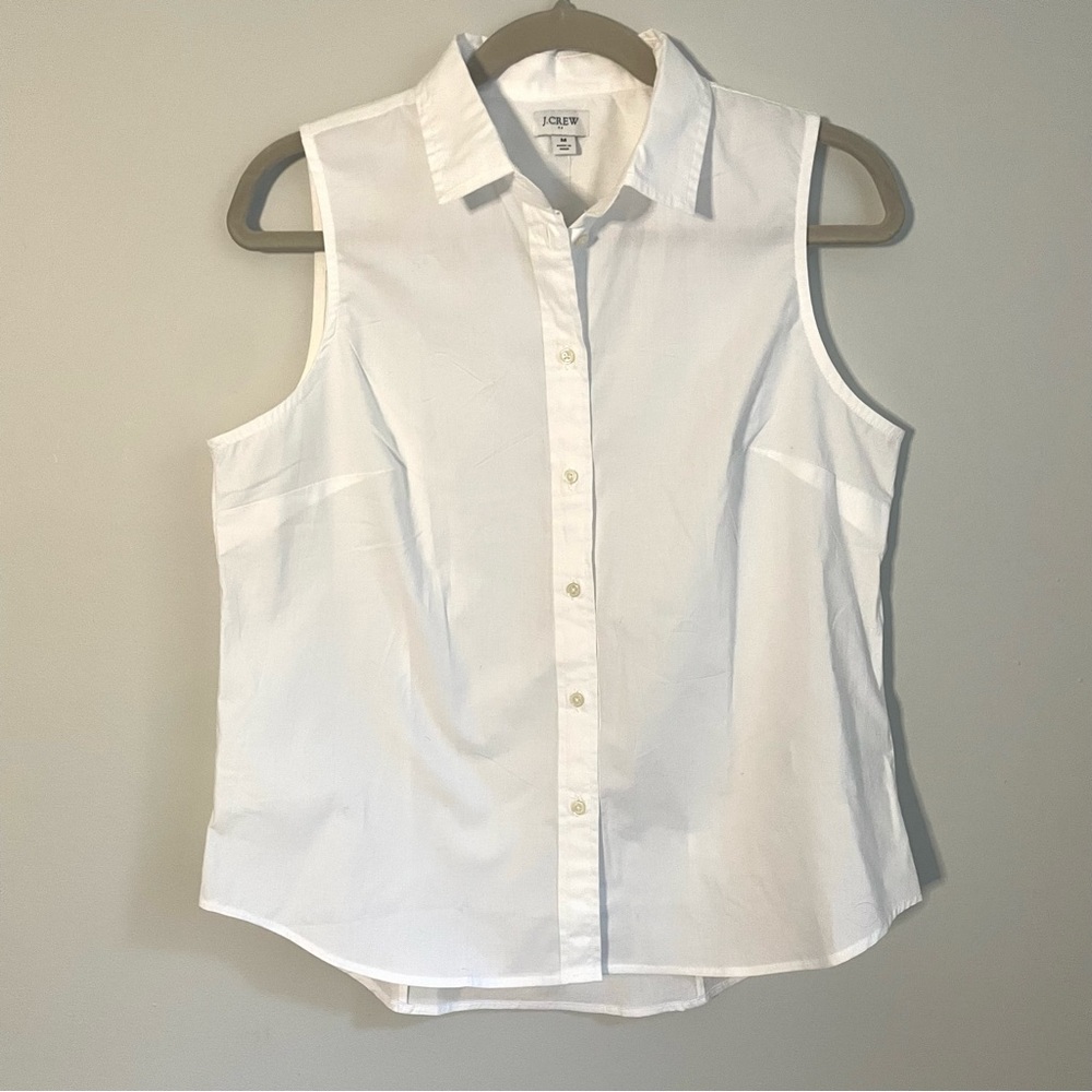 NWT Classic J Crew Cotton Sleeveless White Button Down Top size M,